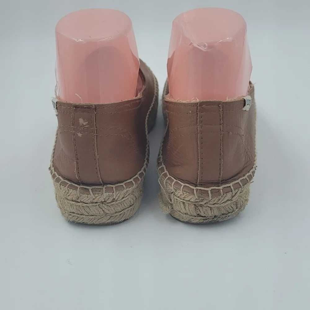 SOLUDOS Platform Camel Tan Leather Smoking Espadrille Slipper Size 8